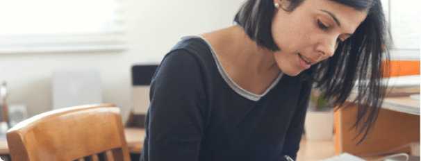 A woman taking notes